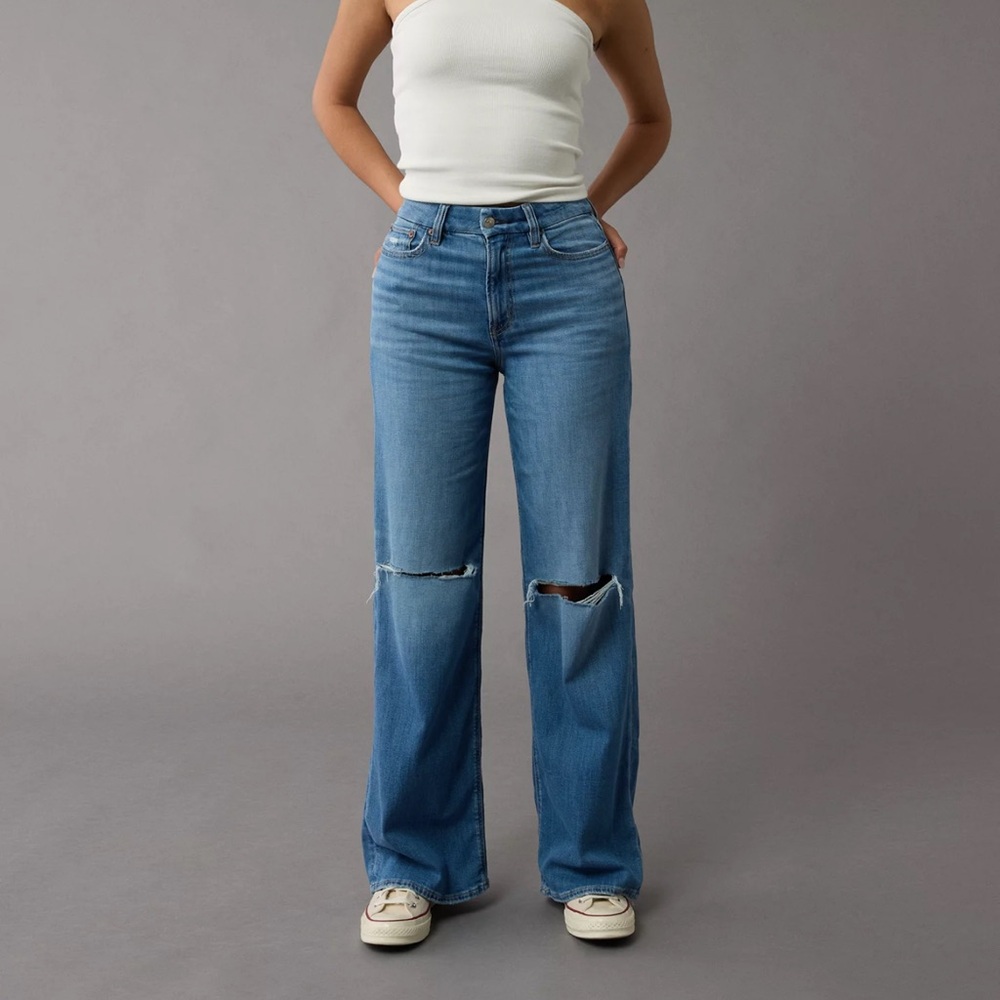 American Eagle Outfitters Blue Flare Wide Leg Jeans